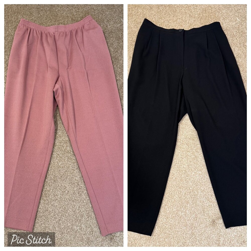 Bundle Lot Vintage Womens 18 Dressy Pants Josephine Chaus Black & Alfred Dunner